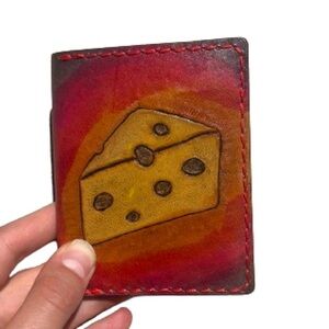 🛍️2/$10 UNIQUE CHEESE HANDMADE LEATHER WALLET
